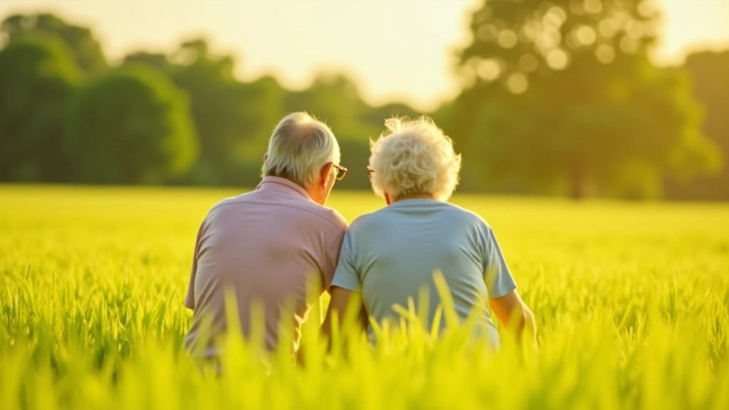 Pacienti pensionāri pastaigā pļavā saulainā dienā